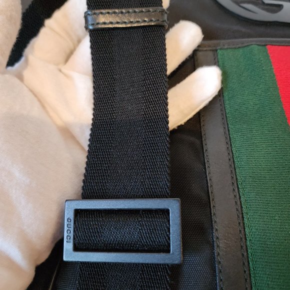 Sold-Gucci Messenger Bag Canvas Nylon Razor Black - Picture 6 of 12